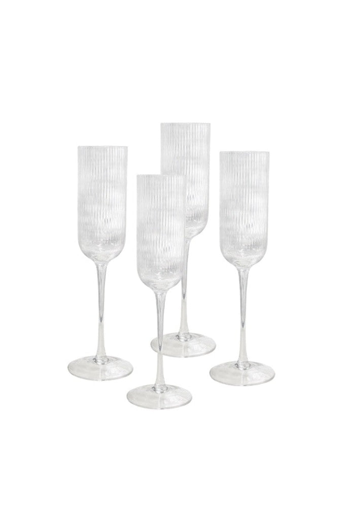 Sage & Cooper - Atticus Ribbed Champagne Glass (set Of 4) - Clear Glass