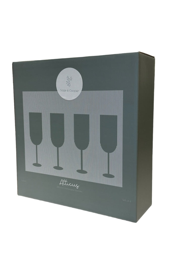 Sage & Cooper - Atticus Ribbed Champagne Glass (set Of 4) - Clear Glass