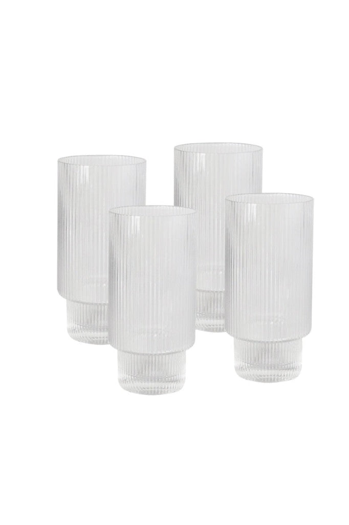 Sage & Cooper - Oscar Ribbed Highball Glass (set Of 4) - Clear Glass