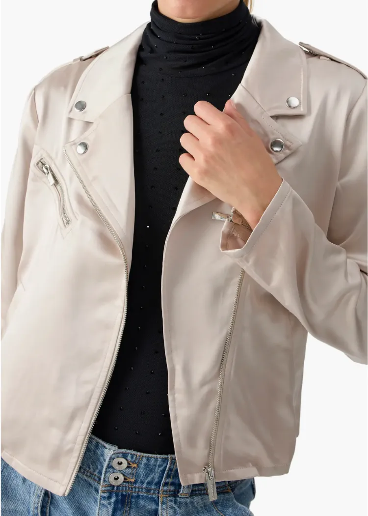 Sanctuary Rita Sateen Moto Jacket-Toasted Marshmallow ***FINAL SALE***