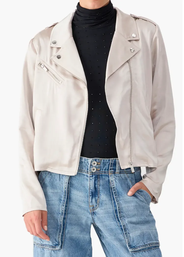 Sanctuary Rita Sateen Moto Jacket-Toasted Marshmallow ***FINAL SALE***