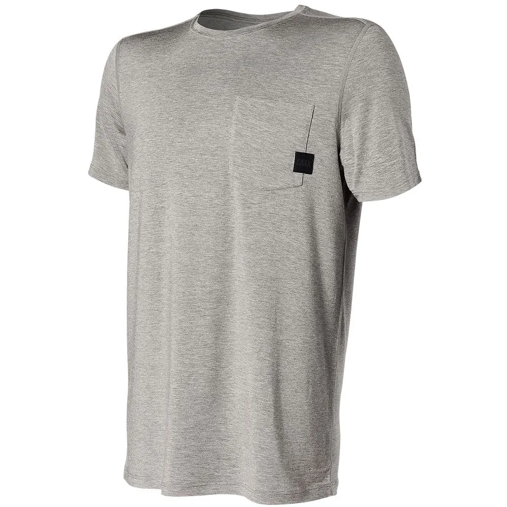 SAXX ADULT SLEEPWALKER SHORT SLEEVE POCKET TOP - HEATHER GREY