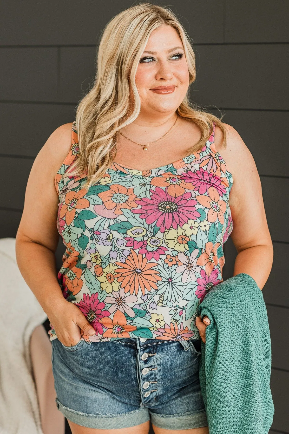 Set For Summer Floral Tank Top- Multi-Color