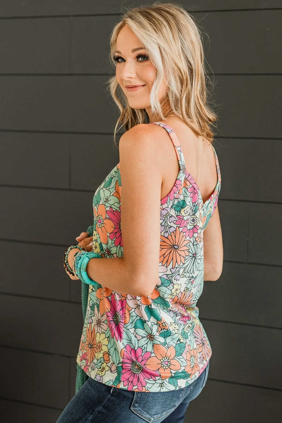 Set For Summer Floral Tank Top- Multi-Color