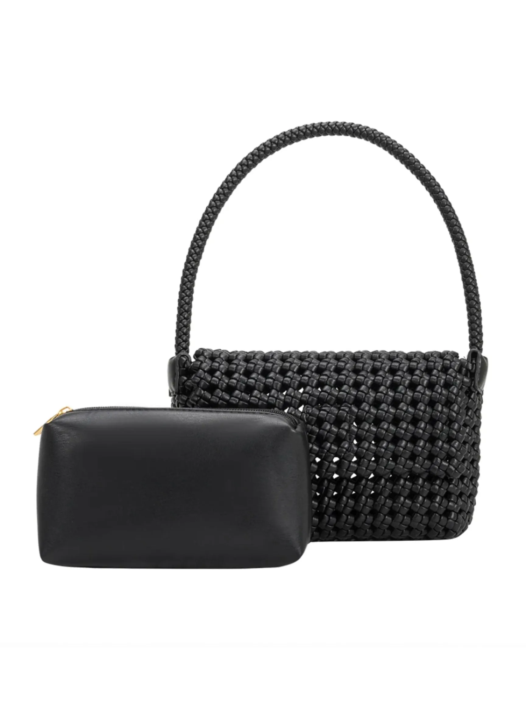 Shelly Black Recycled Vegan Shoulder Bag - Black