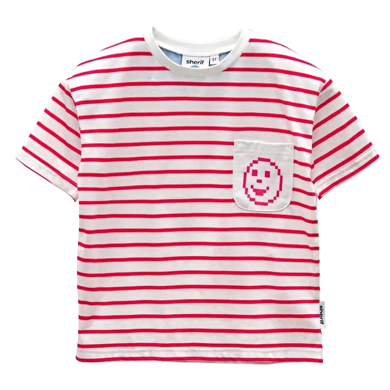 Sherif Pixel Pocket Tee - Red Stripe