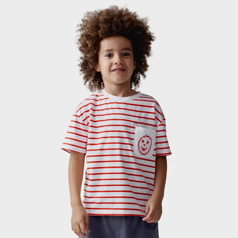 Sherif Pixel Pocket Tee - Red Stripe