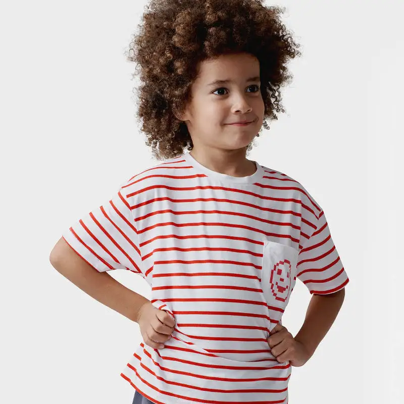 Sherif Pixel Pocket Tee - Red Stripe