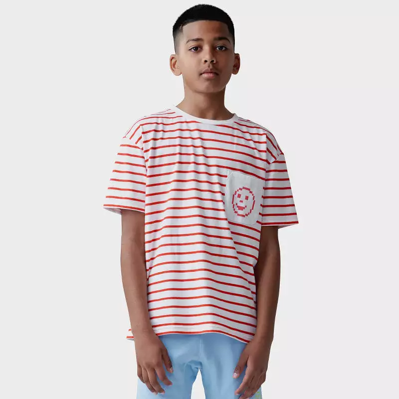 Sherif Pixel Pocket Tee - Red Stripe