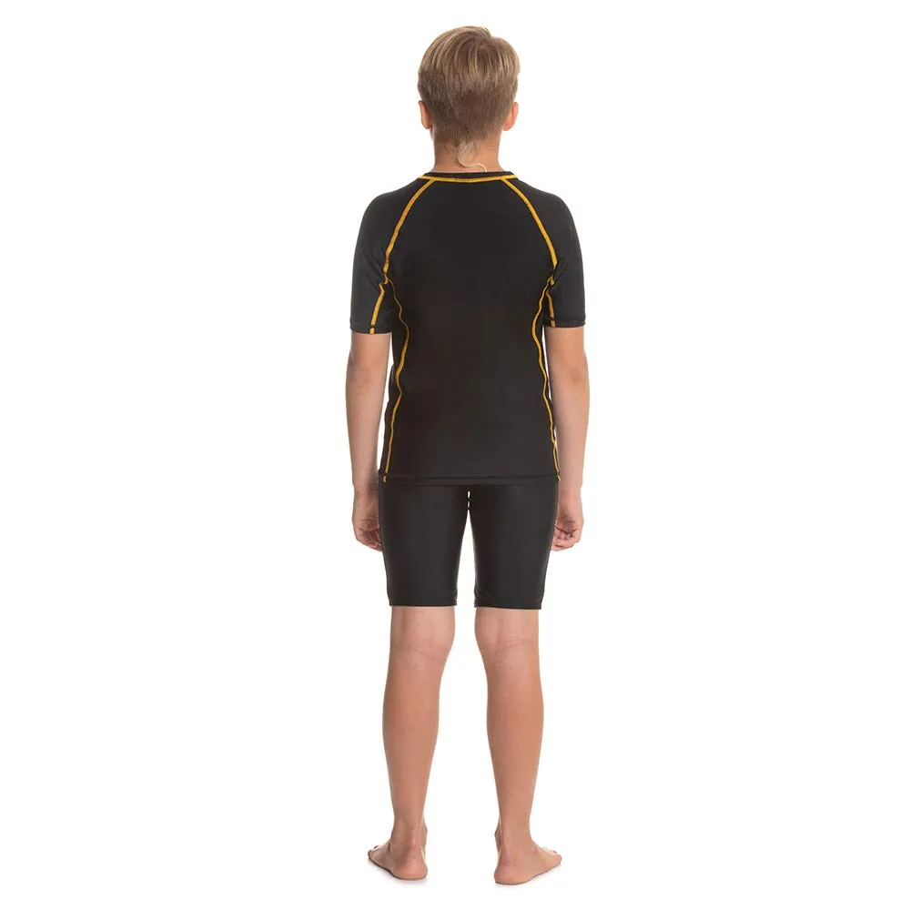 Speedo Boy's Short Sleeve Suntop (Black/Mango)