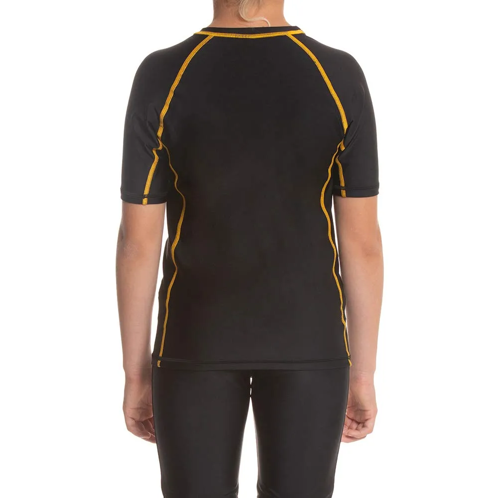 Speedo Boy's Short Sleeve Suntop (Black/Mango)