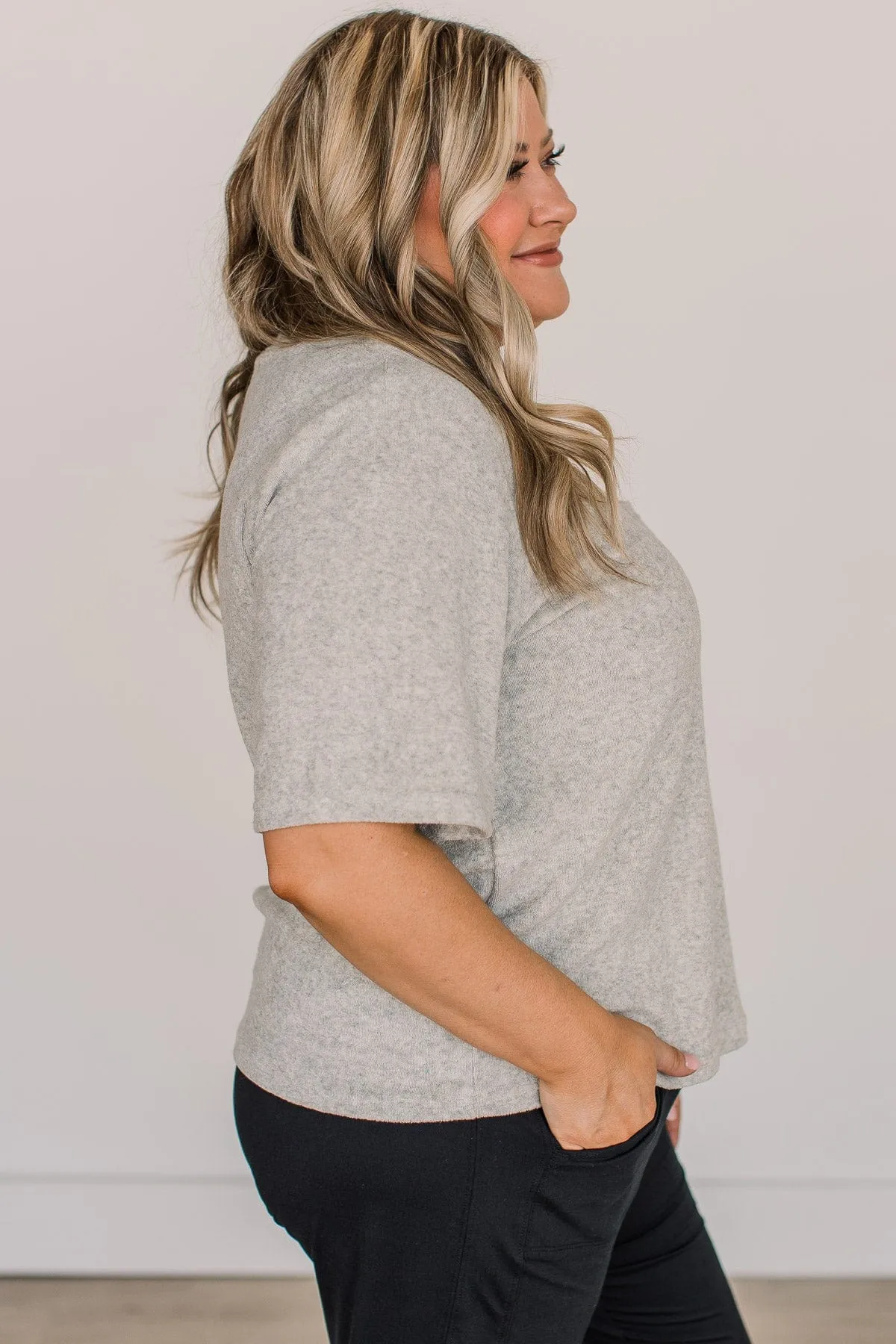 Starting Over Pocket Top- Heather Grey