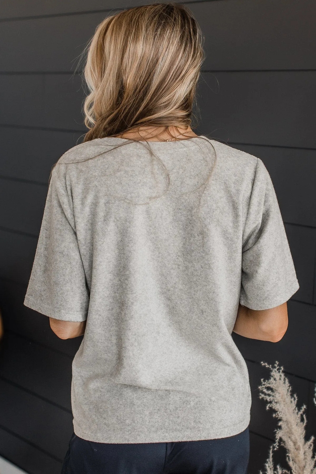 Starting Over Pocket Top- Heather Grey