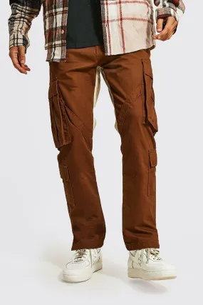 Straight Leg Panelled Cargo Trousers