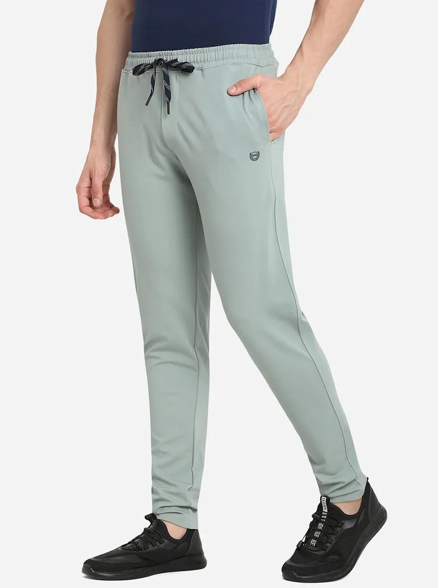 Subtle Green Solid Slim Fit Track Pant | JadeBlue