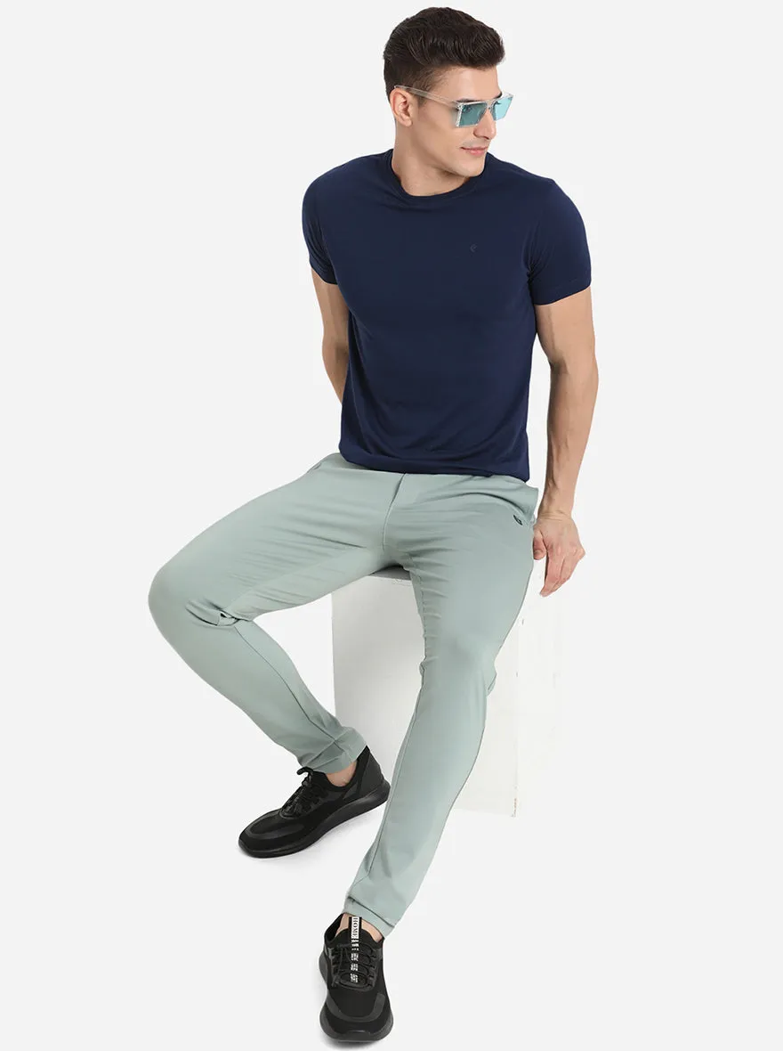 Subtle Green Solid Slim Fit Track Pant | JadeBlue