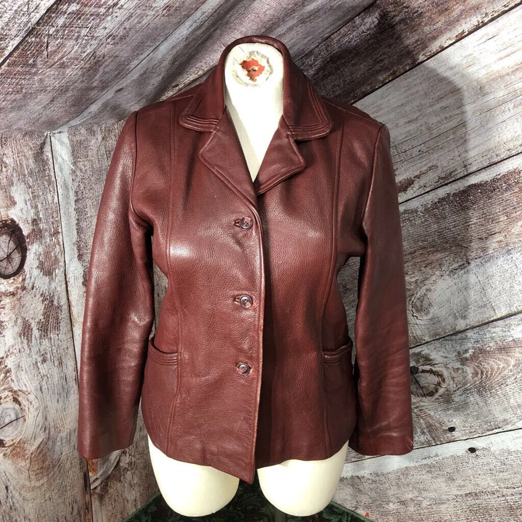 THE TERRITORY AHEAD CRIMSON GENUINE LEATHER JACKET SIZE LARGE TCC