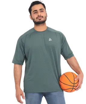 Triple Dot Green Dri Fit Polyester Drop Shoulder Sports T shirt for Men