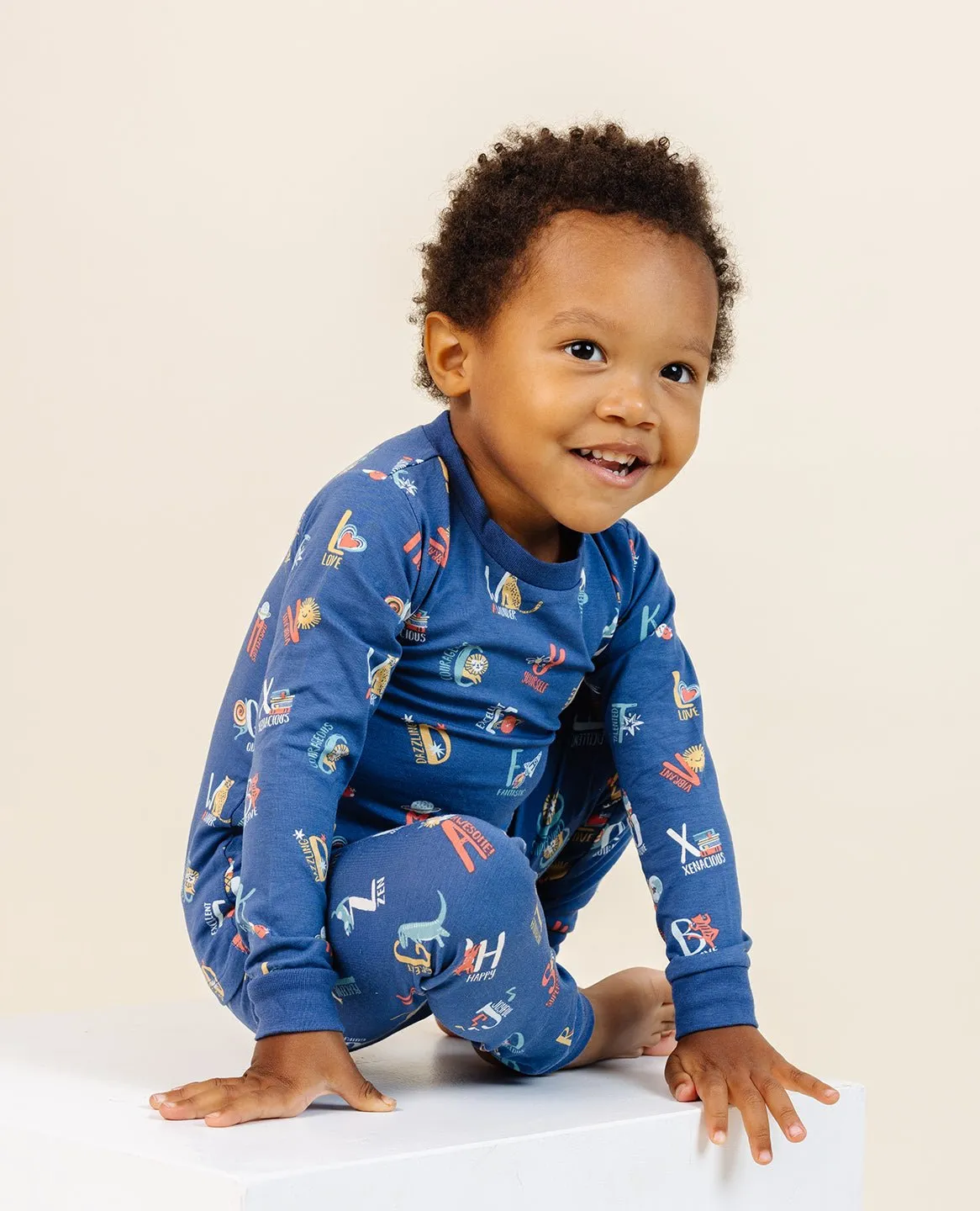 Ultimate Pajama Set in Good Vibes ABC Navy