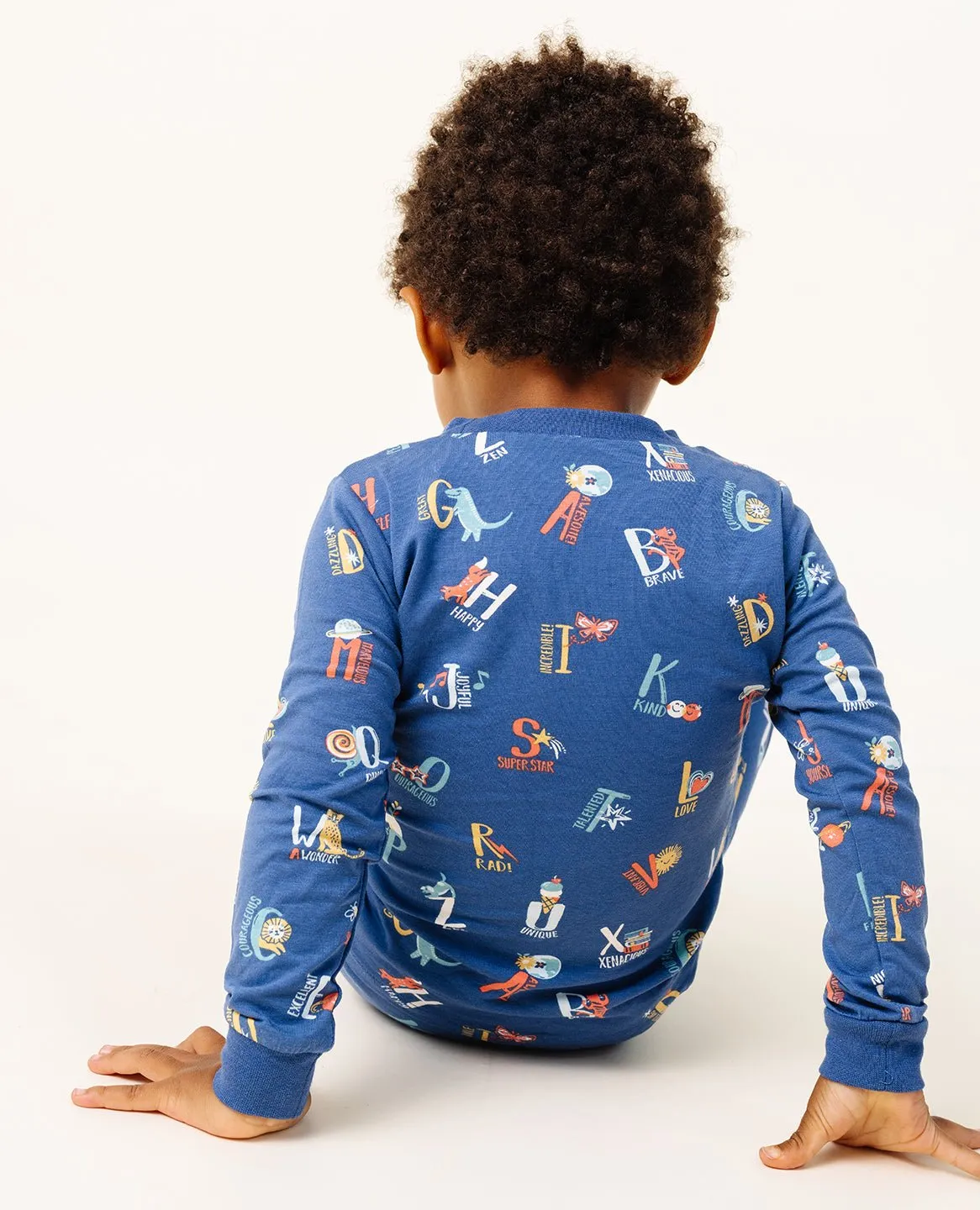 Ultimate Pajama Set in Good Vibes ABC Navy