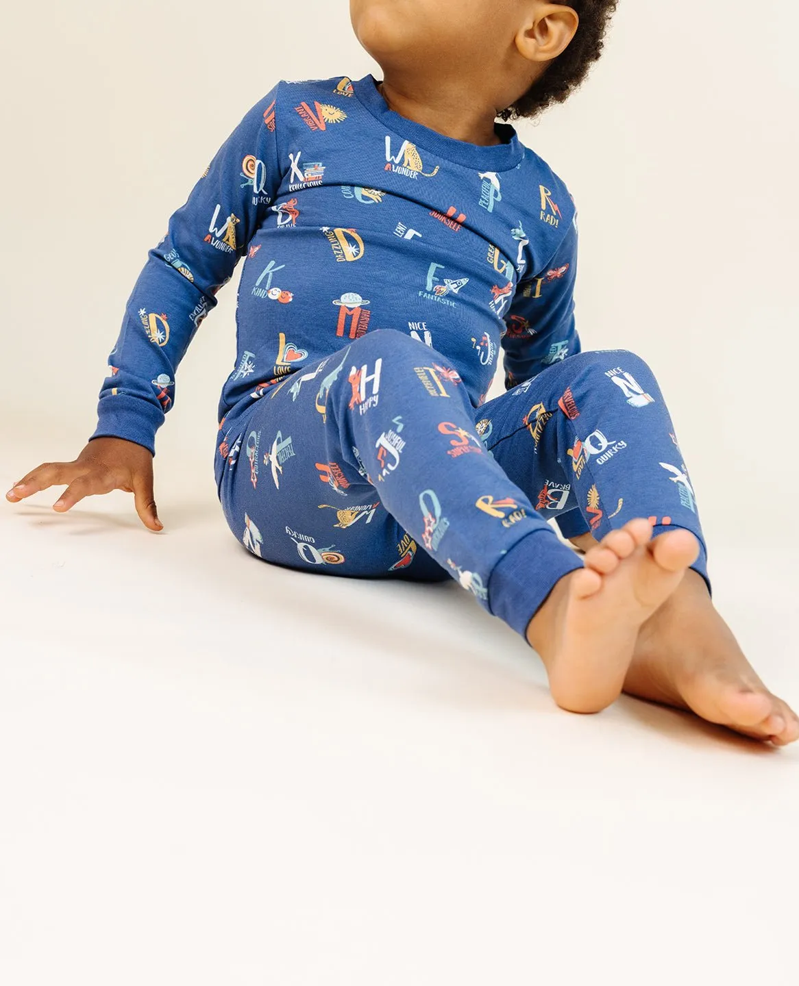 Ultimate Pajama Set in Good Vibes ABC Navy