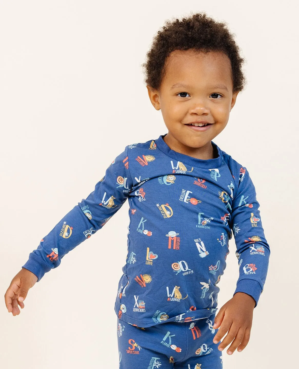 Ultimate Pajama Set in Good Vibes ABC Navy