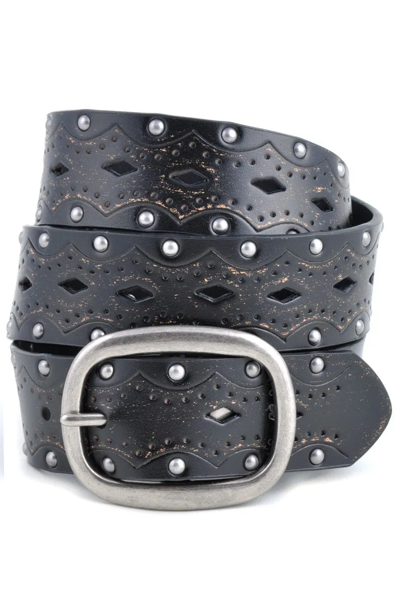 Vintage Embossed Studded Belt