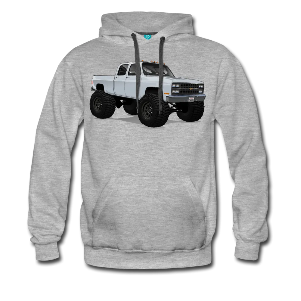 White 4x4 Crew Cab Pickup Truck Men’s Premium Hoodie