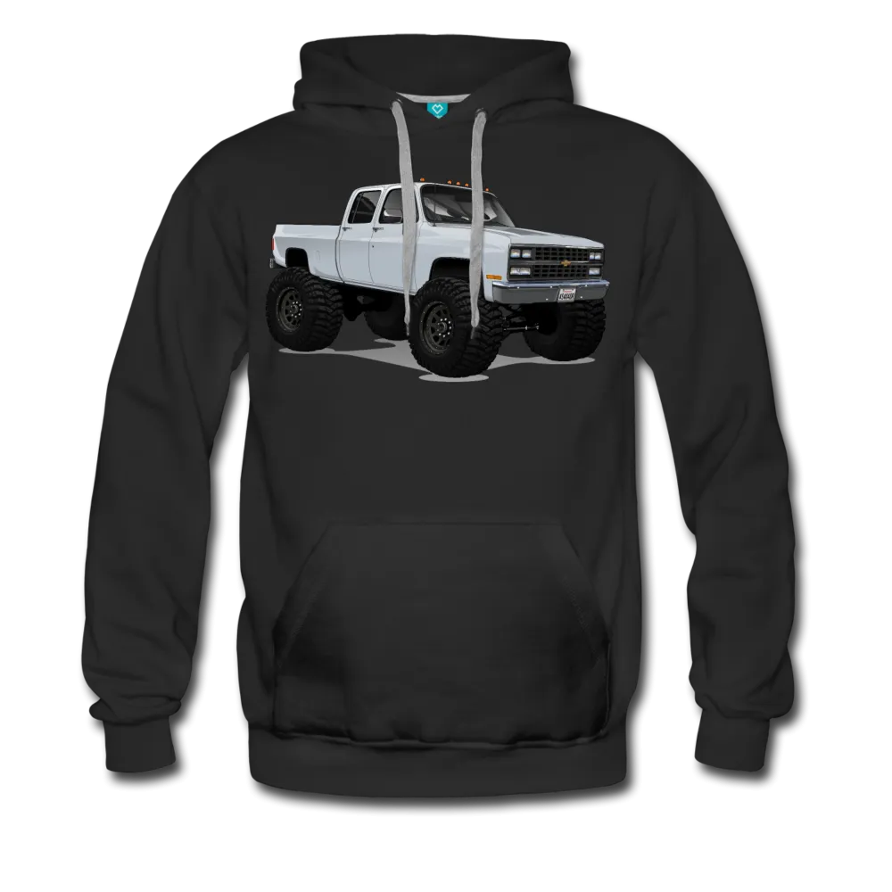 White 4x4 Crew Cab Pickup Truck Men’s Premium Hoodie