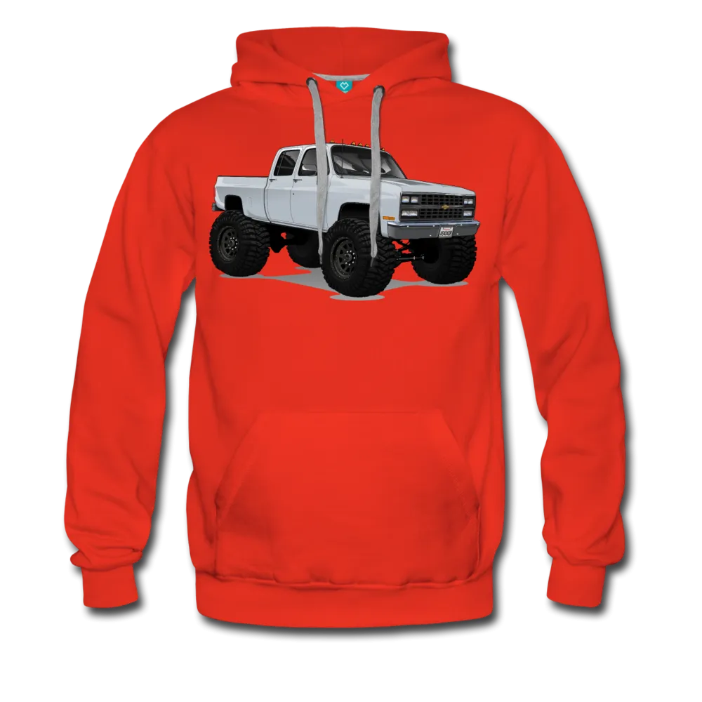 White 4x4 Crew Cab Pickup Truck Men’s Premium Hoodie