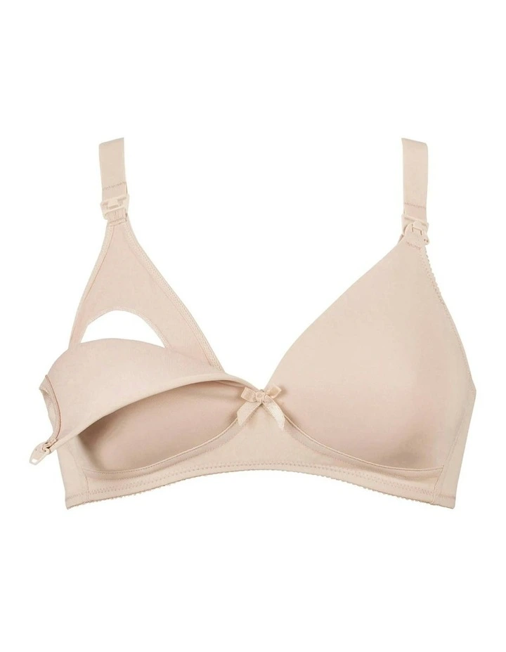 Wireless Maternity & Nursing Bra With Cotton in Light Beige