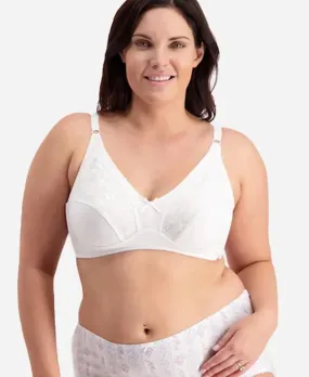 Women's Cotton Wirefree Bra in White | Postie