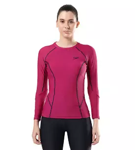 Women's Solid Long Sleeve Suntop - Berry  &  True Navy