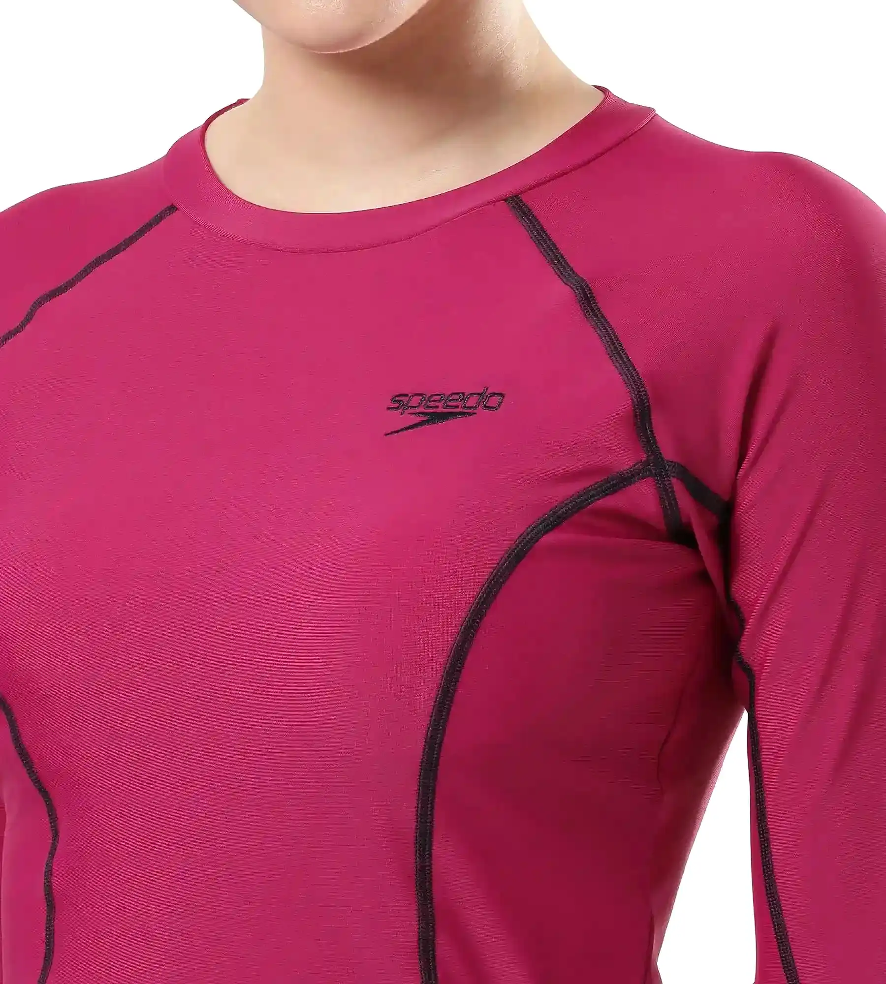 Women's Solid Long Sleeve Suntop - Berry  &  True Navy