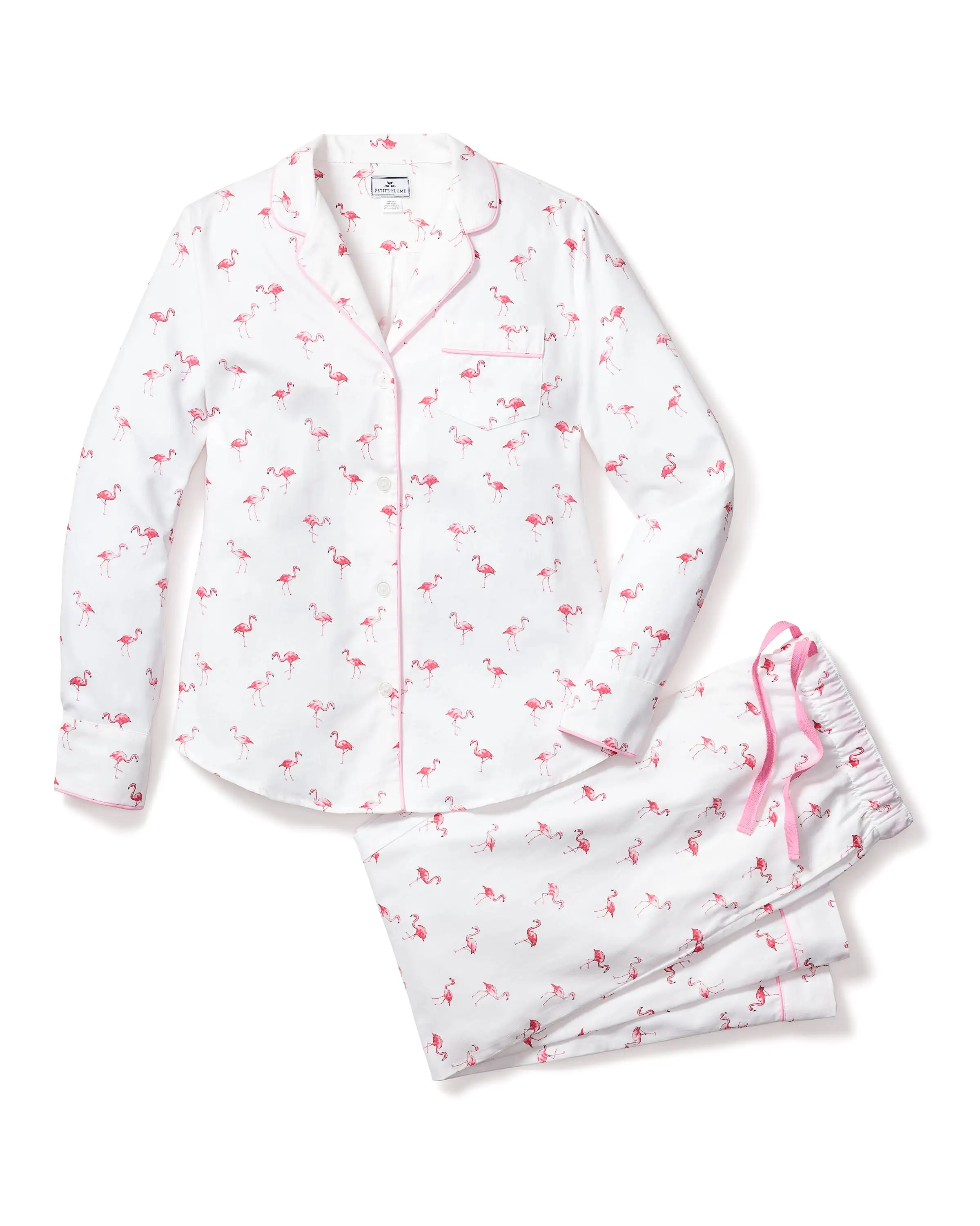 Women's Twill Pajama Set in Flamingos