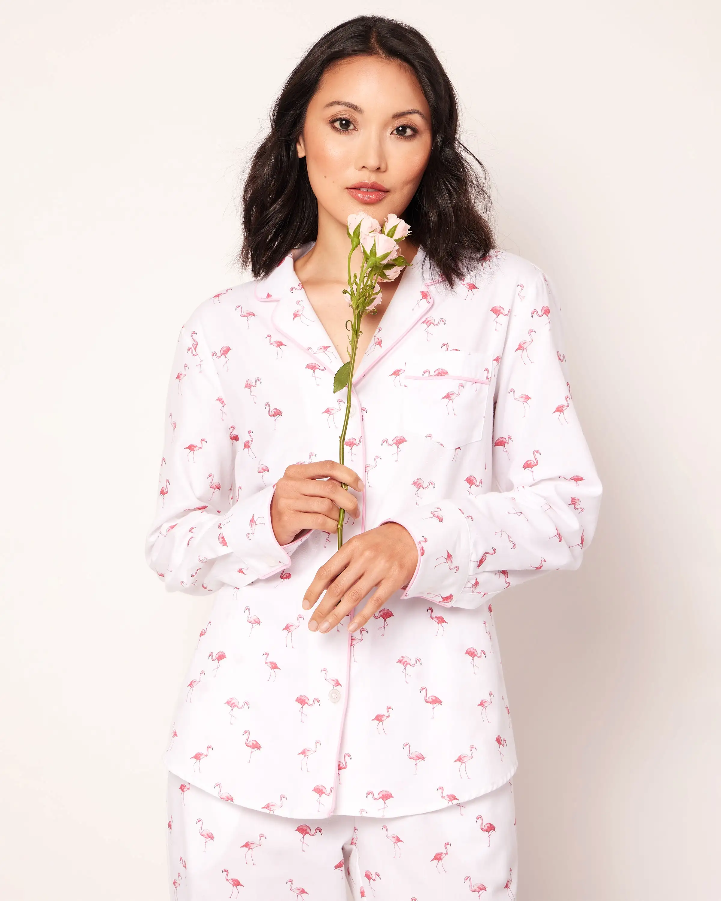 Women's Twill Pajama Set in Flamingos