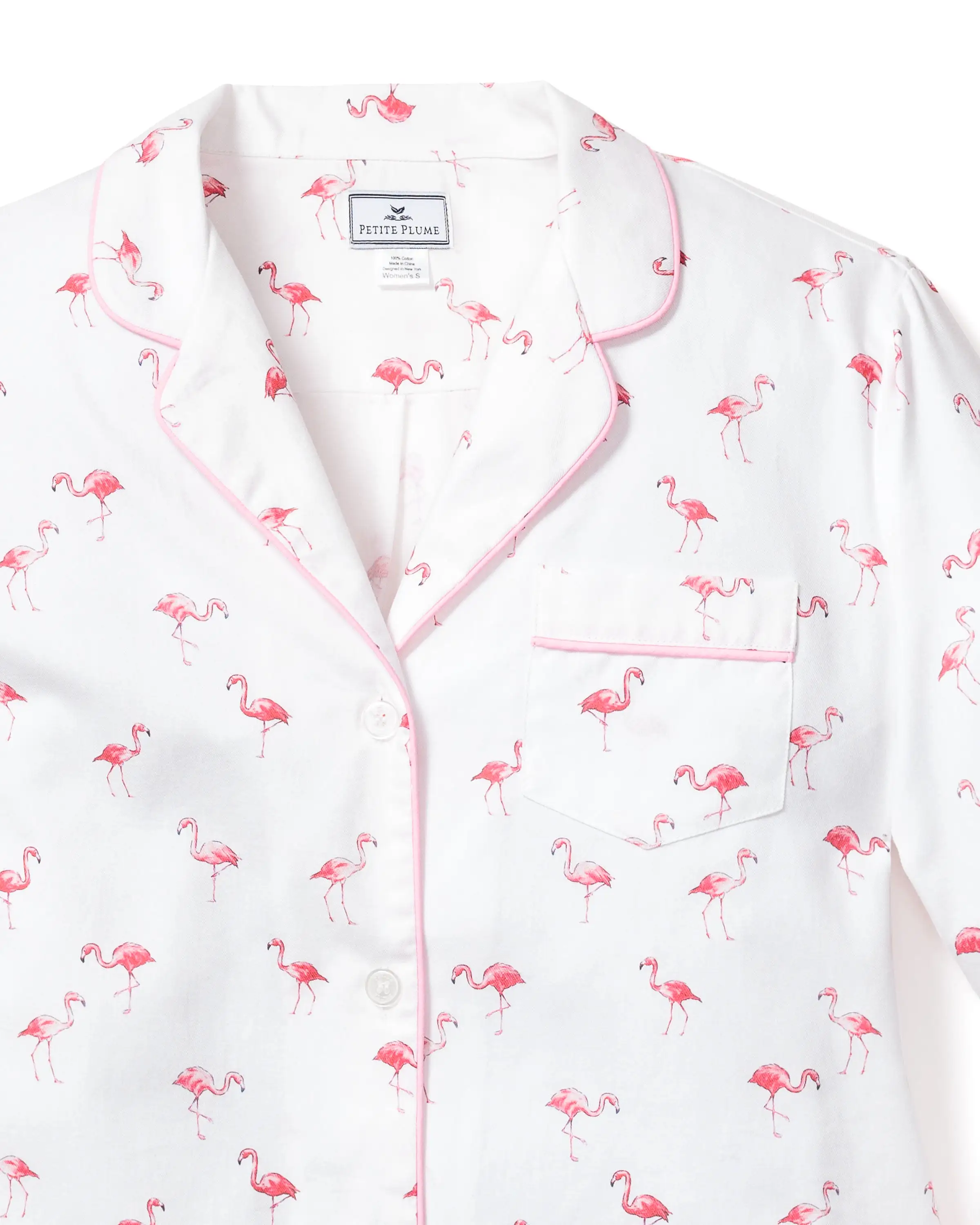 Women's Twill Pajama Set in Flamingos