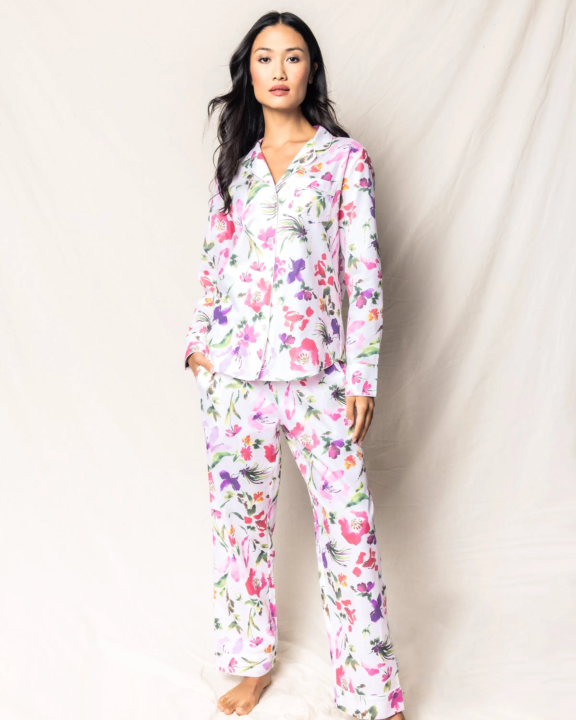 Women's Twill Pajama Set in Gardens of Giverny