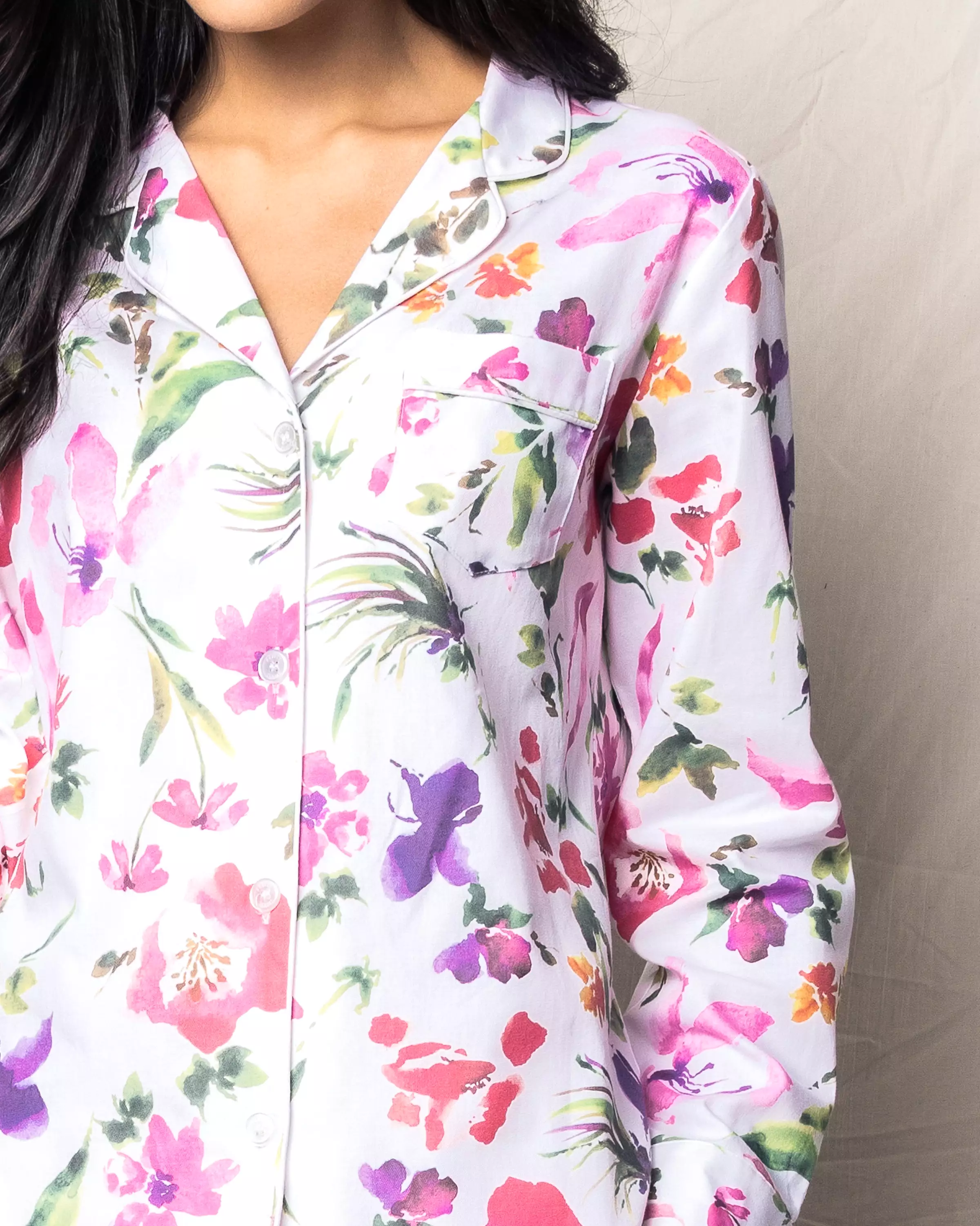 Women's Twill Pajama Set in Gardens of Giverny