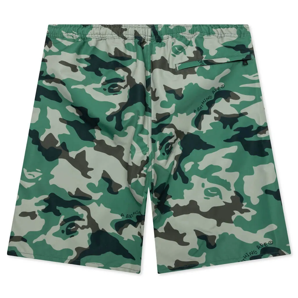 Woodland Camo Beach Shorts - Olive Drab