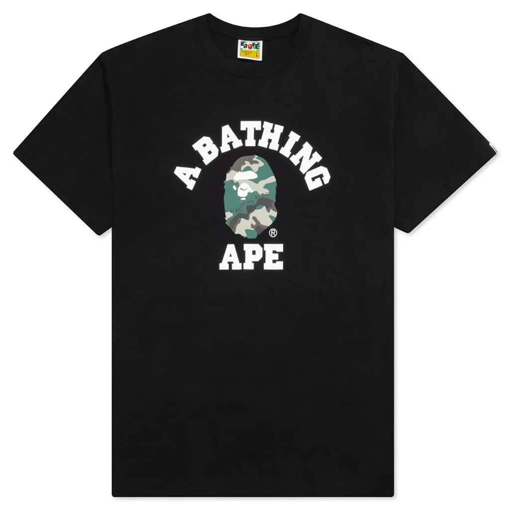 Woodland Camo College Tee  - Black