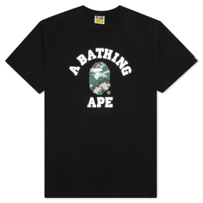 Woodland Camo College Tee  - Black