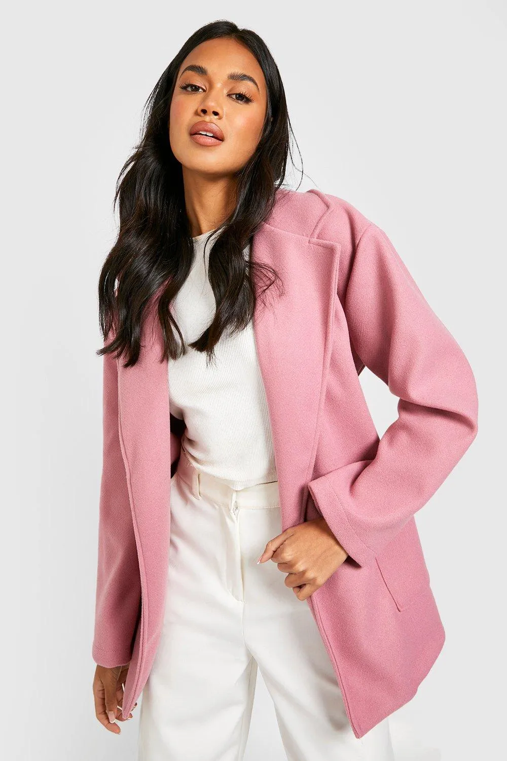 Wool Look Belted Coat