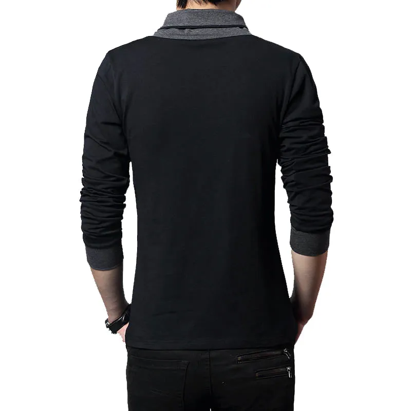 Xituodai 2022 Fashion Brand Trend Slim Fit Long Sleeve T Shirt Men Patchwork Collar Tee V-Neck Men T-Shirt Cotton T Shirts Plus 